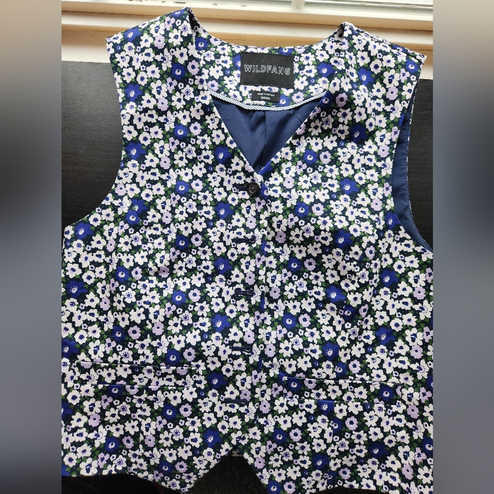 Wildfang floral ultimate waistcoat button vest small